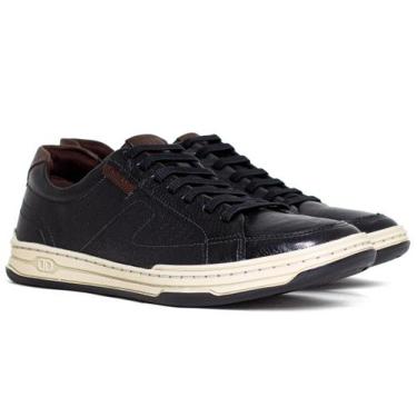 Imagem de Tênis Masculino Democrata Denim Jay Casual Couro Cadarço Elástico Conf