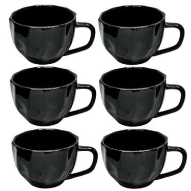 Imagem de Jogo 6 Xícaras Caneca De Porcelana 150ml Alta (Preto)