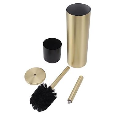 Imagem de Mingzhe Kit de Escova de Vaso Sanitário Dourado Aço Inoxidável Com Suporte, Design Elegante, Decoração Banheiro (Cilindro)