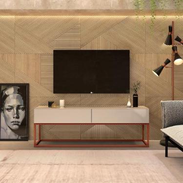 Imagem de Rack Bancada Para Sala Tv Ate 50 Polegadas Off White/Cobre - LCN Movei