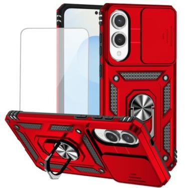 Imagem de Vokuha Capa para Galaxy S25 Edge, para Samsung S25 Edge SM-S937U1 com protetor de tela de vidro temperado e capa deslizante para câmera, capa magnética com suporte de anel de rotação de 360° para