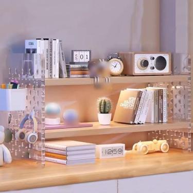 Imagem de Prateleiras de mesa e organizador de prateleiras de escritório usando uma combinação de laminados grossos e placas de acrílico prateleiras de mesa de escritório organizadores de versatilidade (cor