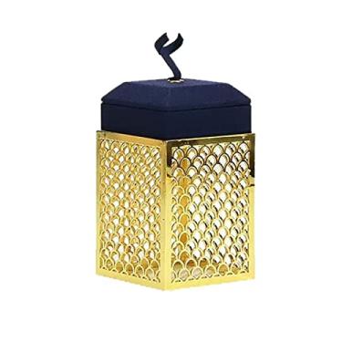 Imagem de Suporte de joias azul suporte de anel de joias expositor organizador de joias colar joias busto pingente brinco pulseira suporte para mulheres meninas, exibição de joias com base dourada (cor: A)