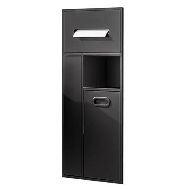 Imagem de Nicho de aço inoxidável embutido, organizador de lixeira de papel higiênico, prateleira de chuveiro, para sala de estar, cozinha, banheiro, suporte de rolo de papel (bege, 30 x 65 cm)