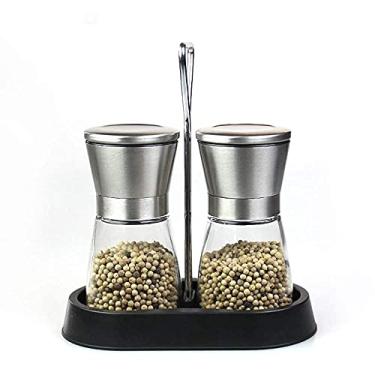 Imagem de Moedor de sal e pimenta moedor de aço inoxidável escovado com moedor de cerâmica ajustável