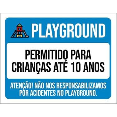 Imagem de Kit 5 Placa Acm Playground Permitido Crianças Até 10 18X23 - Sinalizo