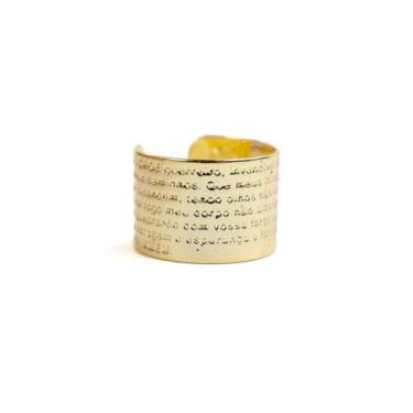 Imagem de Anel Ajustável Oração 1,5 cm Dourado em Metal - Lua Mística - 100% Ori