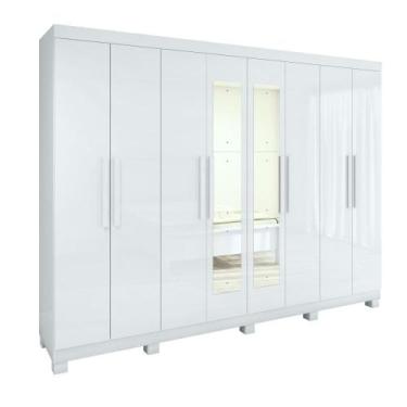 Imagem de Guarda-roupa Casal Easy Slim 8 Portas Com Espelho E Pés Branco - MÓVEI