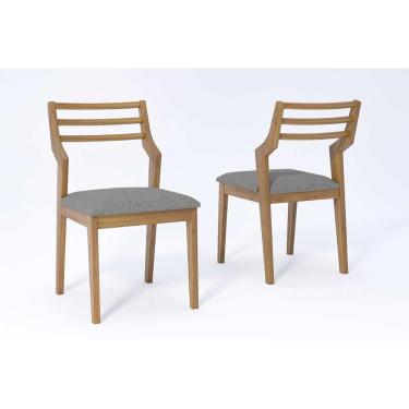 Imagem de Cadeiras Cozinha Damasco Kit 2 Un Carvalho/linho Grafite Cimol