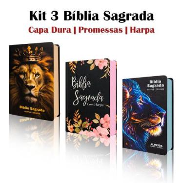 Imagem de Kit 3 Biblias Sagrada Letra Gigante - Capa Dura Leão - Palavras de Jes