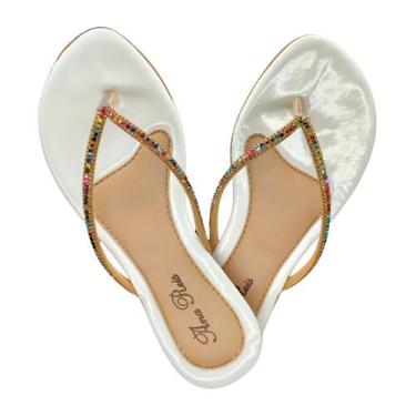 Imagem de Sandália Feminina Rasteira Strass Pedra de Dedo 702 - Doce Vinha, Bran