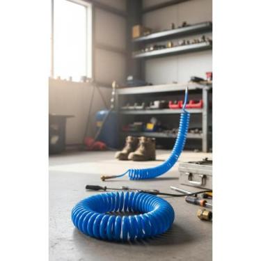 Imagem de Mangueira Espiral PU Azul 8mm 10m Ar Comprimido Flexível - Congratulat