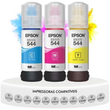 Imagem de Kit 3 Tintas Coloridas Ciano Magenta Amarelo Original Epson T544 Compa