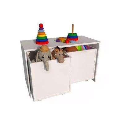 Imagem de Rack Organizador Infantil com 2 Baús 100 MDF rack de 80cm - woodcore