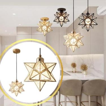 Imagem de Luminária Estrela 20cm Lustre Pendente Plafon Teto Gimpo KJDD-E-005-PA
