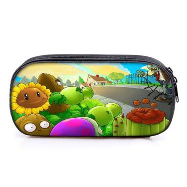 Imagem de Bolsa de lápis Plants vs Zombies Anime de grande capacidade à prova d'