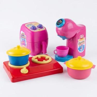 Imagem de Kit Master Cozinha Infantil Cafeteira Air Fryer Fogão Brinquedo Faz de