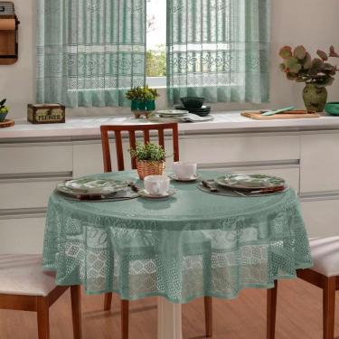 Imagem de Toalha de Mesa Renda Color 100% Poliéster Ø 150CM para 4 Lugares Pistache Interlar