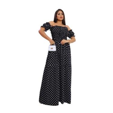 Imagem de Vestido longo cigana com elastex de tecido viscolinho - SP STORE, Pret
