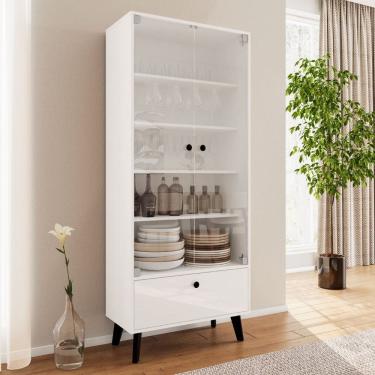 Imagem de Cristaleira 2 Portas de Vidro 1 Gaveta Londres Politorno