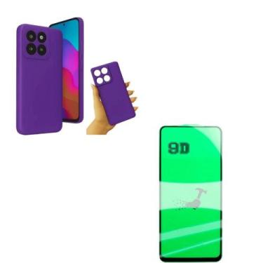 Imagem de Capa Case Silicone Roxo + Película de Cerâmica 9D Moto Edge 60 pro - L