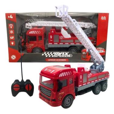Imagem de Carrinho De Controle Remoto Bombeiro Caminhão Luzes A Pilha - Ark Toys
