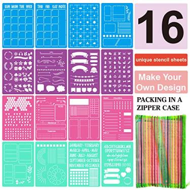 Imagem de Conjunto de estêncil de diário de produtividade definitiva para diários pontilhados - A5 planejadores pontilhados, calendários, registro de hábito, planejadores de diário pontilhados, modelos faça-você-mesmo para criar calendários, listas, letras, números