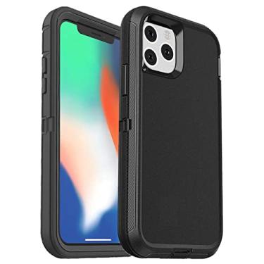 Imagem de 3 in1 para iphone12 13 pro max xs max capa capa de cinto clipe de proteção resistente capa para iphone 7 8 plus, preto preto, para iphone 12 mini