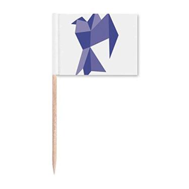 Imagem de Bandeiras de palito de dente com padrão de pombo Origa roxo para decoração de festa