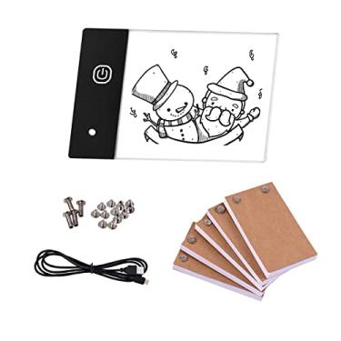 Imagem de Henniu Kit Flip Book com Mini LED Light Pad Hole Design Caixa de Luz de Controle de Brilho de 3 Níveis 300 Folhas Papel de Animação Flipbook Encadernação Parafusos para Crianças Estudantes Adultos Des