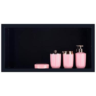 Imagem de Nicho Em Porcelanato P/Banheiro Preto 62x32x11 Cm