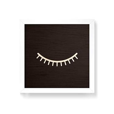 Imagem de Arte Maníacos Quadro decorativo com moldura caixa branca em Madeira - Olho Fechado - 30x30cm