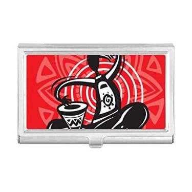 Imagem de Porta-cartão de visita mexicano Celebrate Mexico com desenho de pandeiro