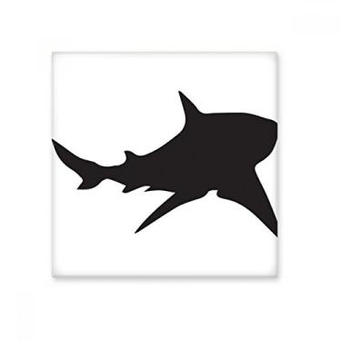 Imagem de Azulejo de cerâmica brilhante de peixe biologia tubarão preto oceano pedra adornada tijolo vitrificado