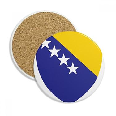 Imagem de Caneca com emblema da Bósnia Herzegovina, porta-copos de campo, pedra absorvente de proteção de mesa