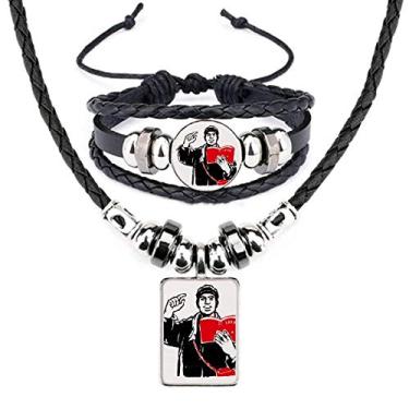 Imagem de Conjunto de joias de pulseira de couro vermelho com chapéu de estudo da Red Book