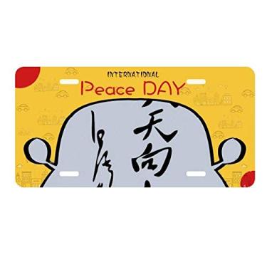 Imagem de DIYthinker Placa de licença Chairman Mao Black Word Outline Etiqueta Decoração de carro Dia da Paz