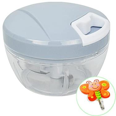 Imagem de Mini Processador e Triturador de Alimentos Manual 3 Lâminas Azul + Gancho Parede CBRN17867 Commerce Brasil