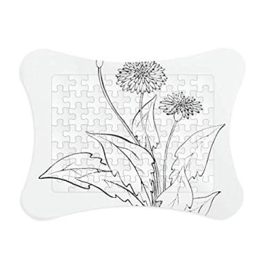 Imagem de Moldura de quebra-cabeça de plantas com dente-de-leão branco preto para decoração de imagem