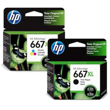 Imagem de Kit com 02 Cartuchos de Tinta H P 667XL - Colorido + Preto Original - Para Deskjet Ink Advantage 2376, 2776, 6476, 5076, 5276