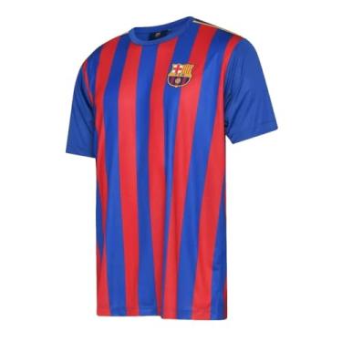 Imagem de Camisa Barcelona Listrada Juvenil Azul e Vermelha