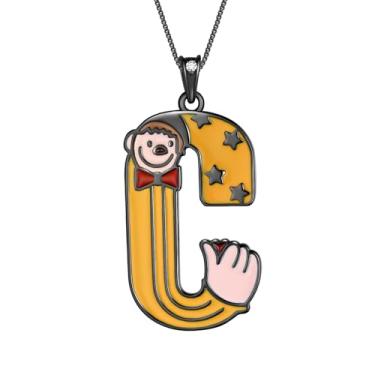 Imagem de Aurora Tears Colar com letra inicial de prata esterlina 925 – Pingente colorido de animais de circo A-Z com nome do alfabeto joia de aniversário para meninas, mulheres e meninos, Prata esterlina, Sem