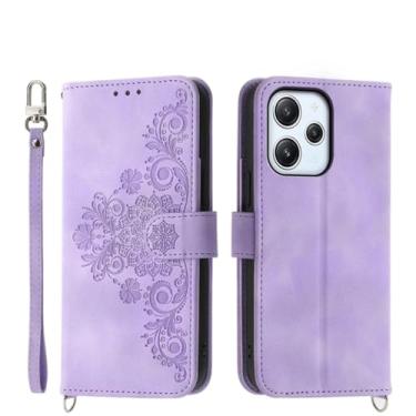 Imagem de Capa de cartões carteira de couro com cordão para Xiaomi Note 12 Pro Plus 5G 11s 11 A1 Plus A2 12T 11T Crossbody Book Bag Capa, roxa, para Redmi Note11 4G