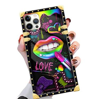 Imagem de Yuning419 Capa compatível com iPhone 13 Pro, TPU macio de luxo e parte traseira rígida de policarbonato para meninas e mulheres, capa protetora à prova de choque, lábios de batom