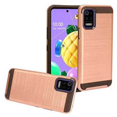 Imagem de CELZEN - Para LG K52 (LM-K520) - Capa de telefone estilo escovado - CS3 ouro rosa