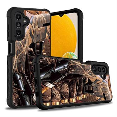 Imagem de BWOOLL Capa para Galaxy A13 5G, PC rígido híbrido 3 em 1 resistente + silicone macio à prova de choque capa protetora contra quedas para Samsung Galaxy A13 5G, caça de pato, camuflagem, espingarda,