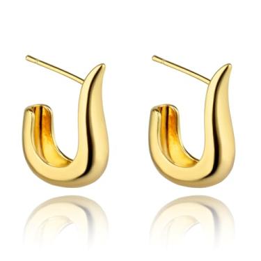 Imagem de LOMISS BRINCOS FEMININOS BRINCO ANZOL LISA FOLHEADO OURO 18K (Dourado)