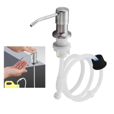 Imagem de Dispenser Sabao Sabonete Liquido Detergente Mangueira Embutir Pia Banh