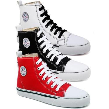 Imagem de Kit 3 Pares Tênis Casual Feminino Liso Cano Médio Conforto - Polo Blu,