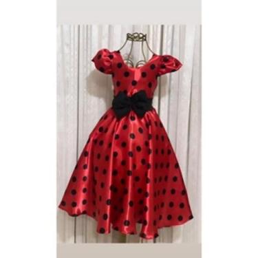 Imagem de Vestido Infantil Menina Elegante Vermelho com Bolinhas Pretas - EDYNHO